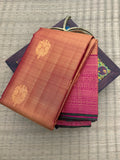 Pure Kanchipattu Saree – Antique Gold with Magenta Border
