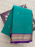 Kanchipattu Saree – Emerald Green with Purple
