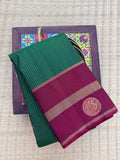 Pure Kanchipattu Saree – Bottle Green & Maroon