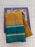 Pure Kanchipattu Saree – Mustard Gold with Green Border