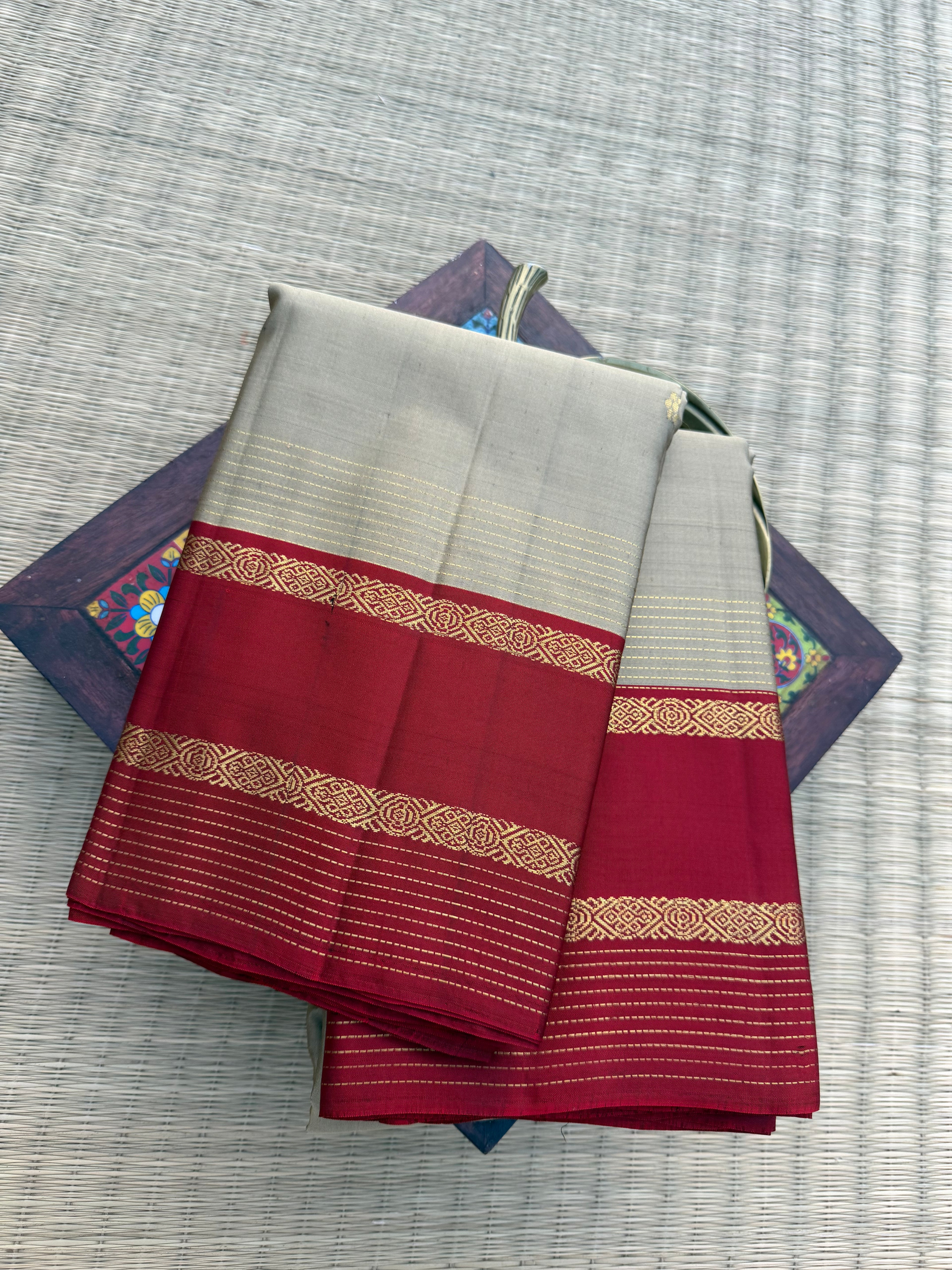 Pure Kanchipattu Saree – Cream with Red Border