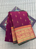Pure Kanchipattu Saree – Rani Pink with zari border