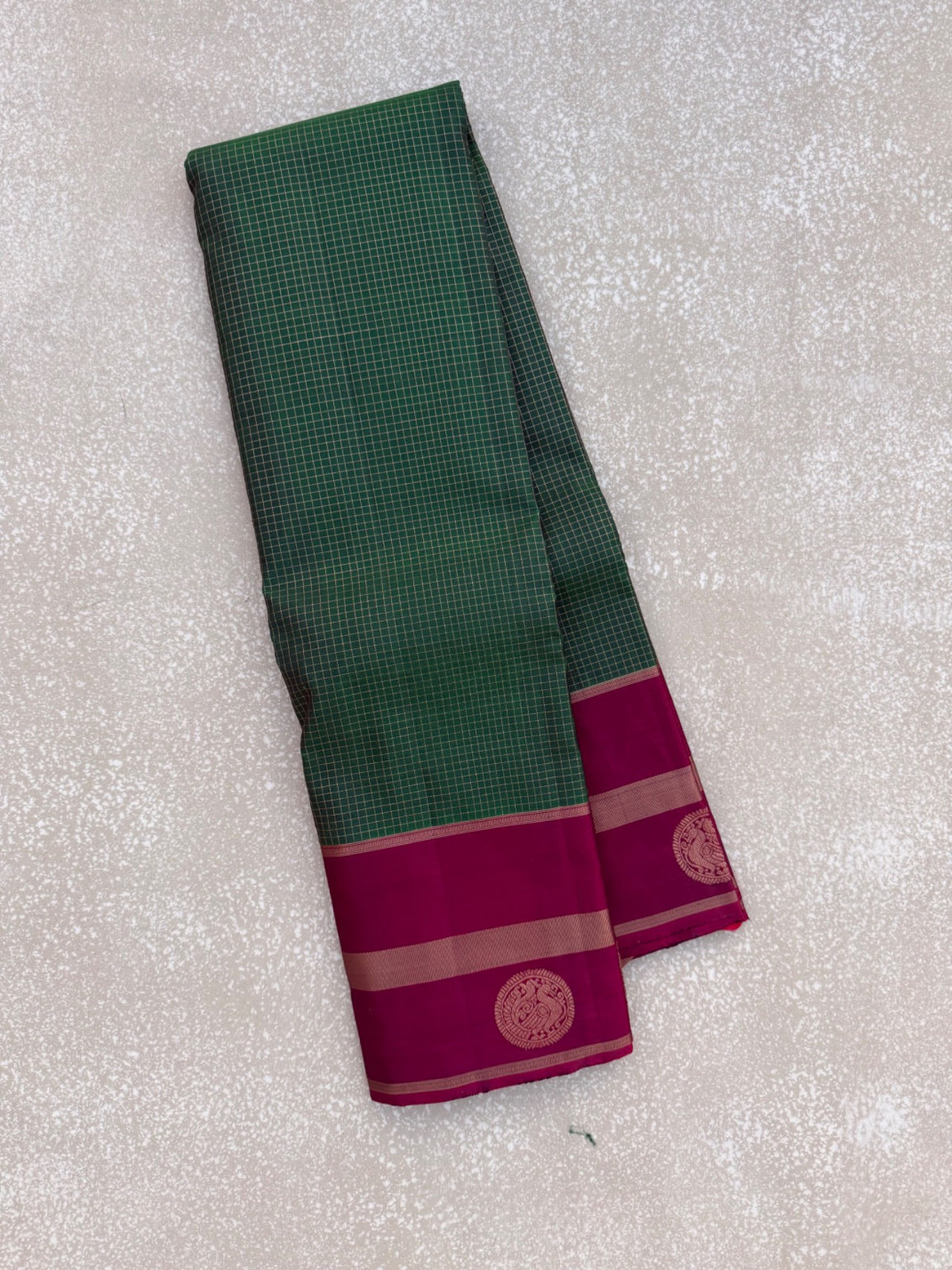 Pure KANCHIVARAM Saree – Bottle Green & Maroon