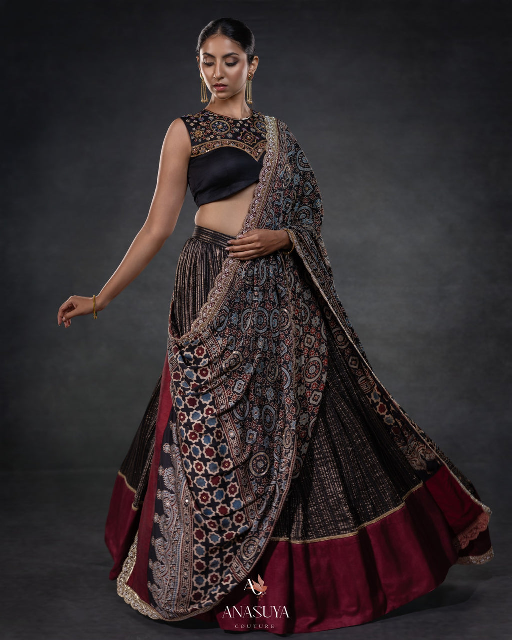 Ajrakh Duppata set