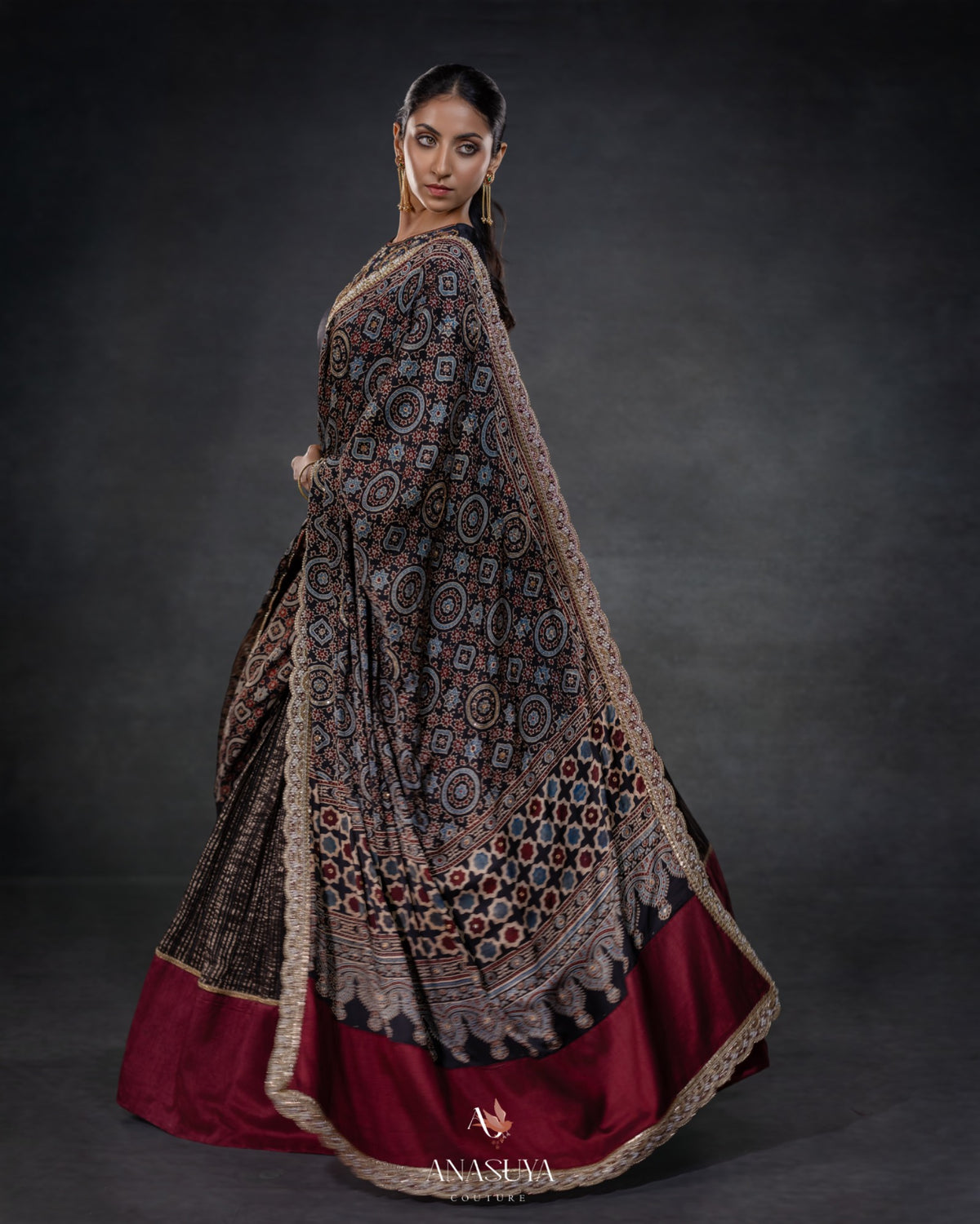 Ajrakh Duppata set
