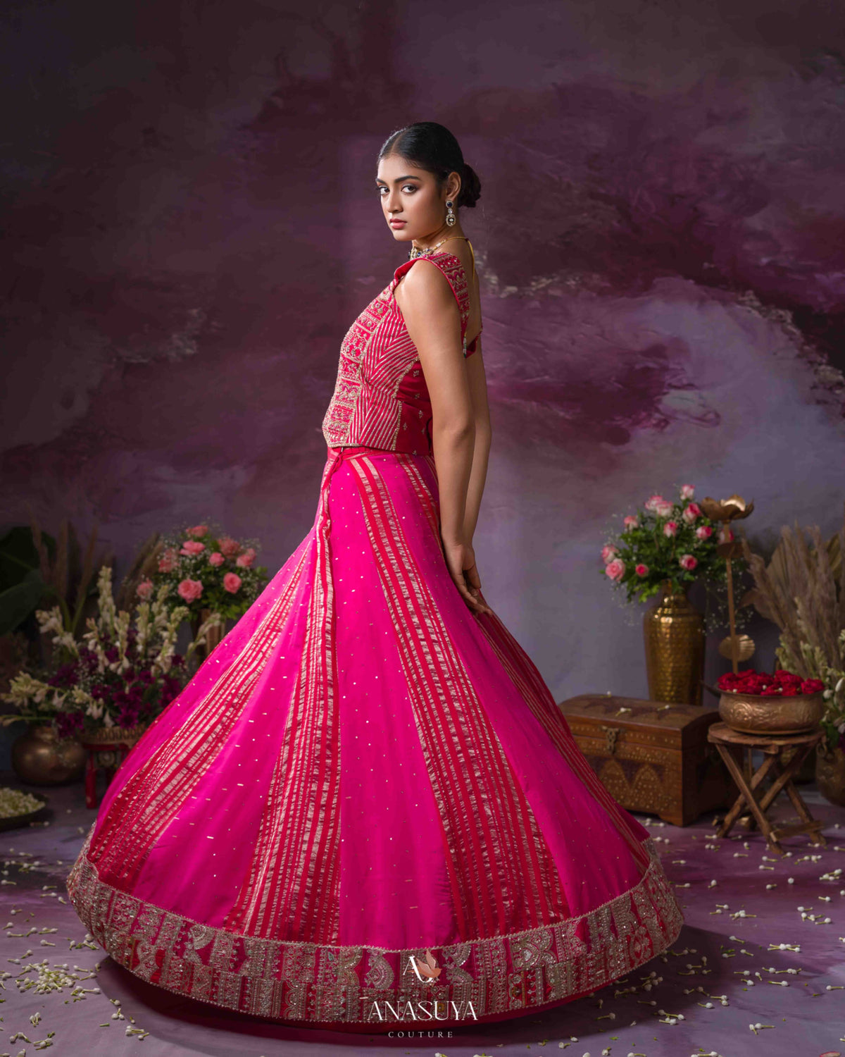 Pink Tissue lehanga