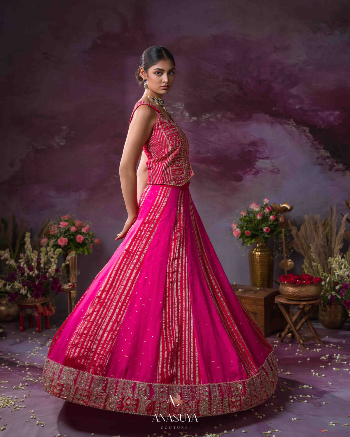 Pink Tissue lehanga