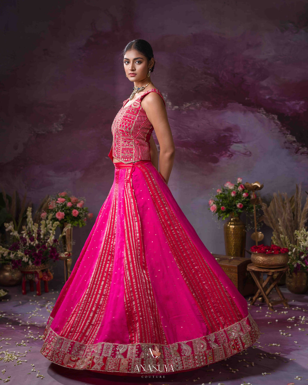Pink Tissue lehanga