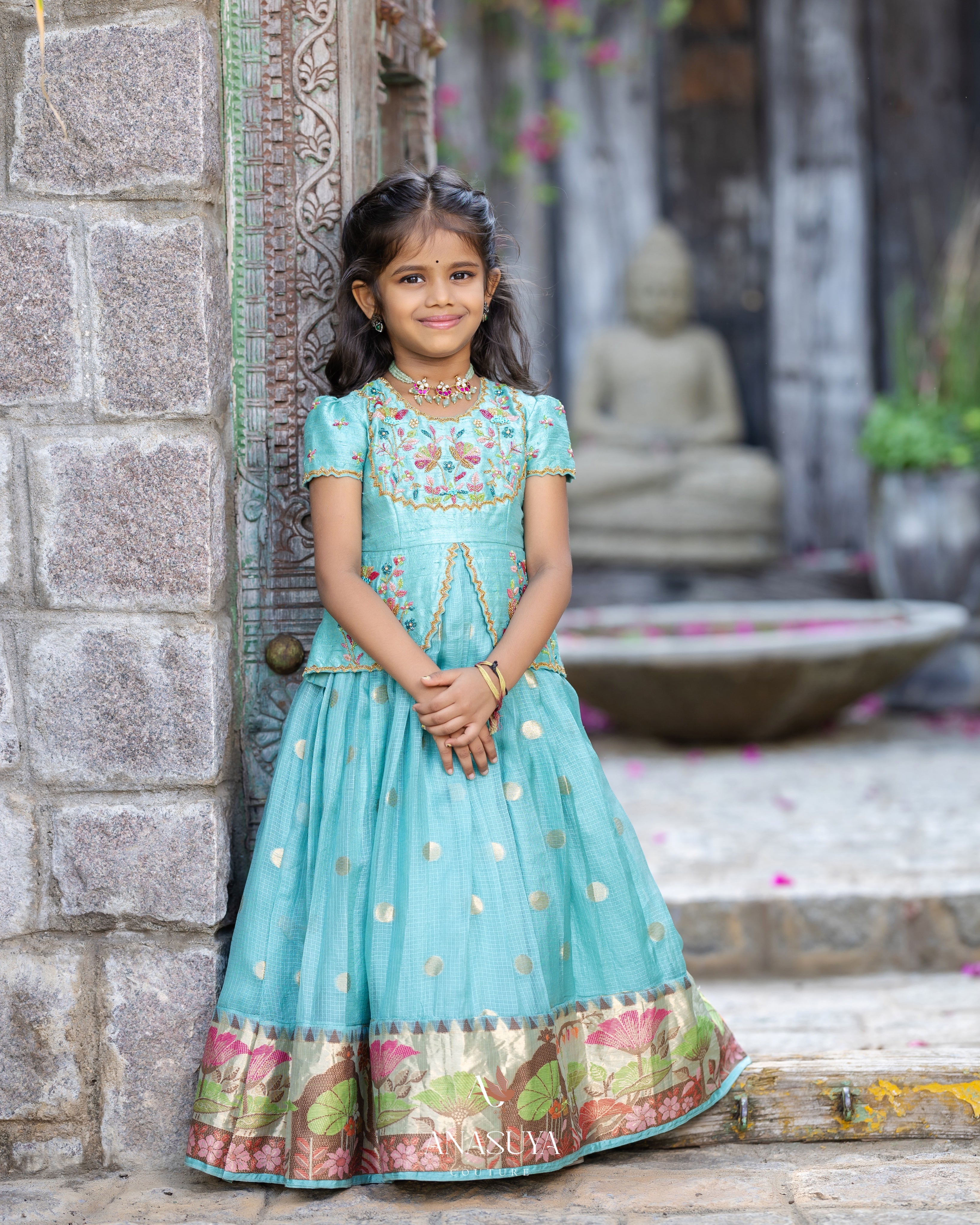 Sky blue lehenga