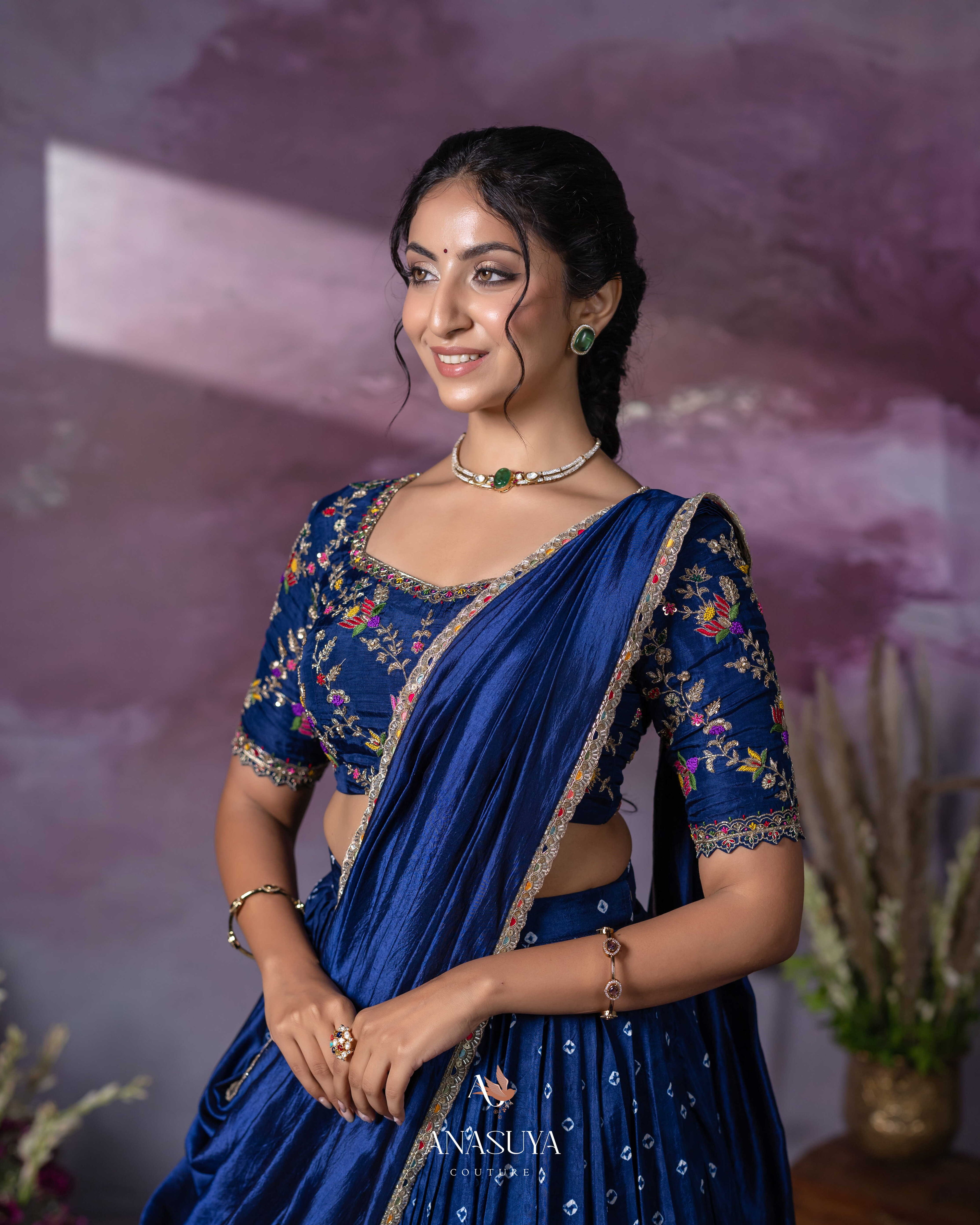 Bandhini Paithani Fusion Lehenga Set – Royal Blue