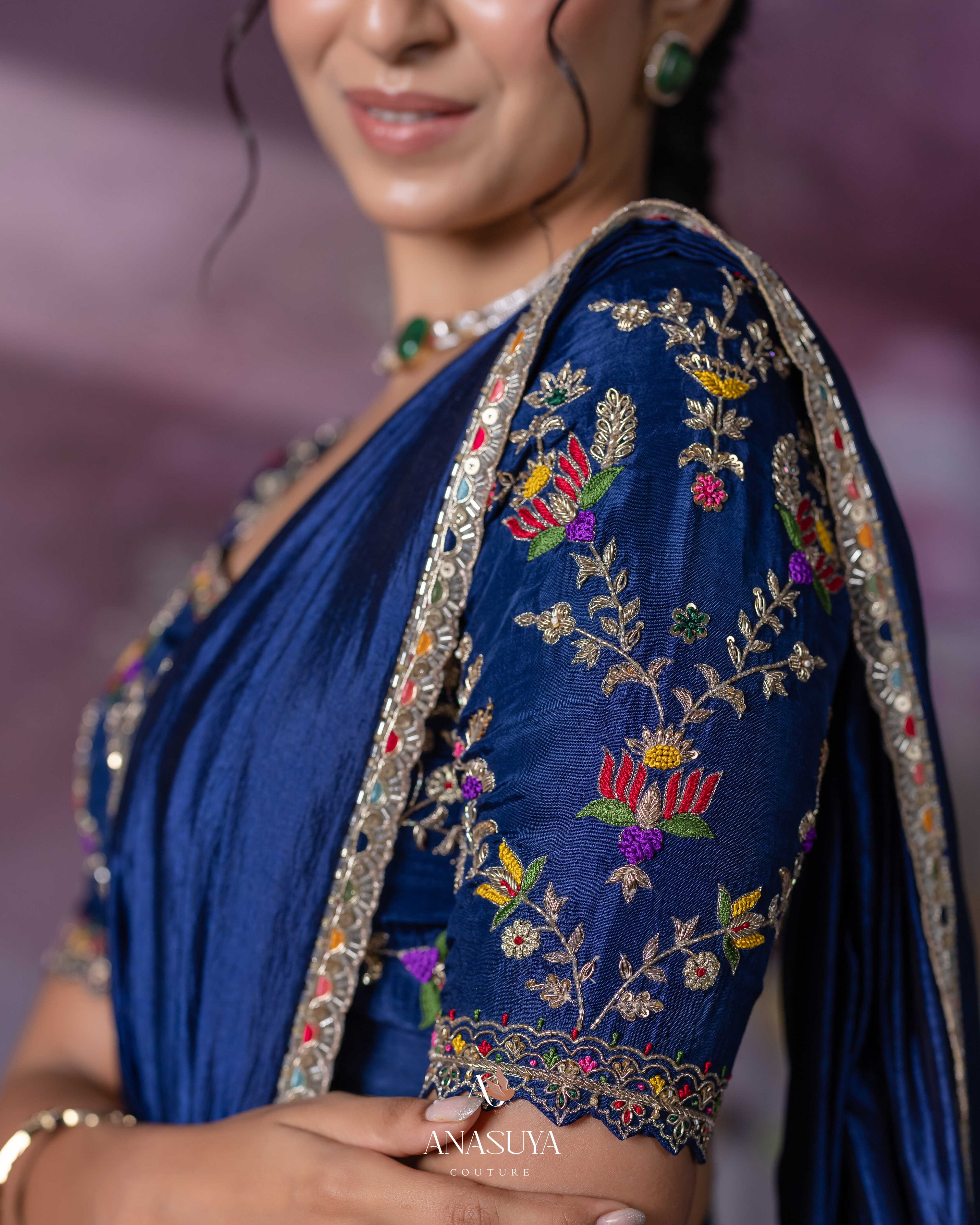 Bandhini Paithani Fusion Lehenga Set – Royal Blue