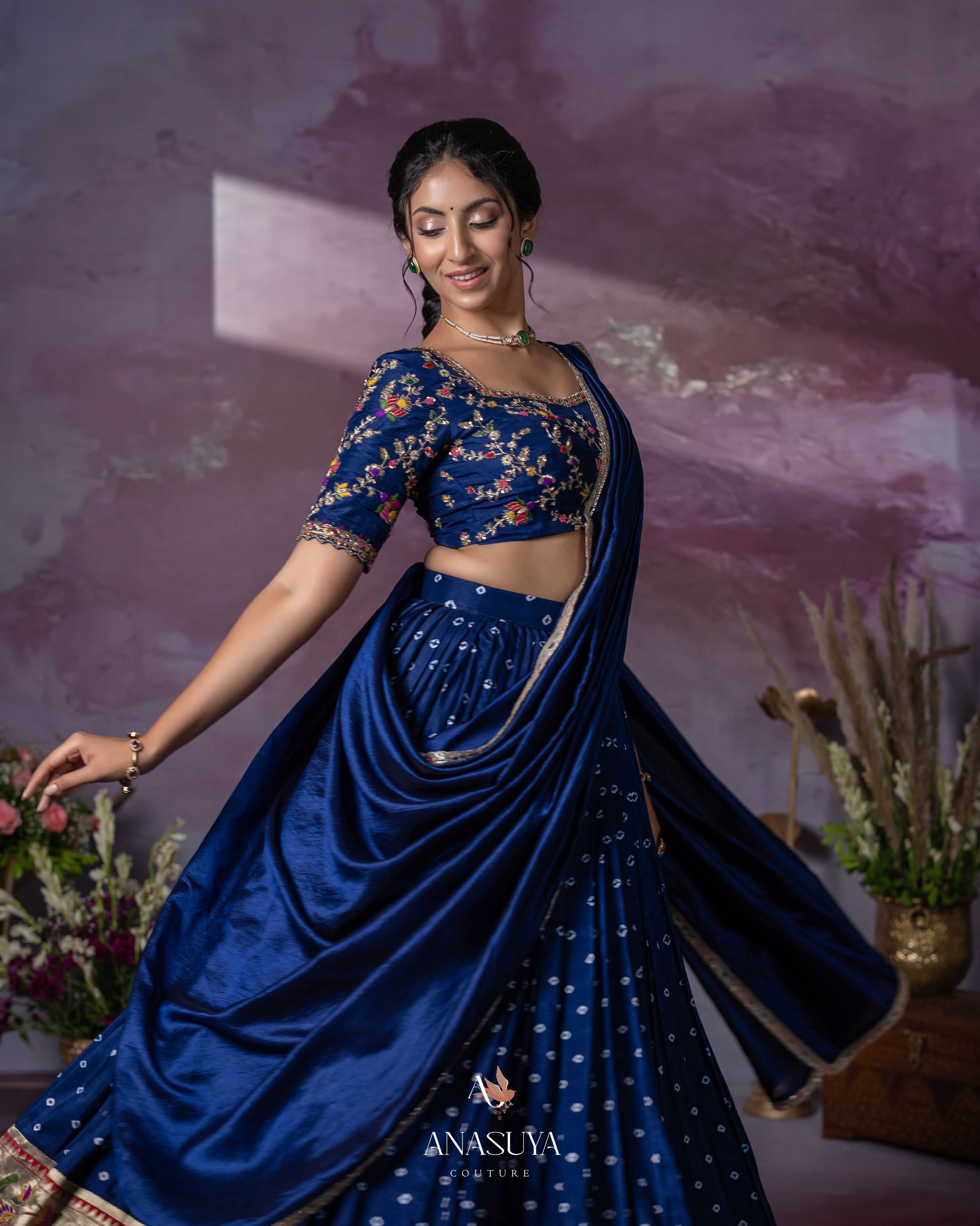 Bandhini Paithani Fusion Lehenga Set – Royal Blue