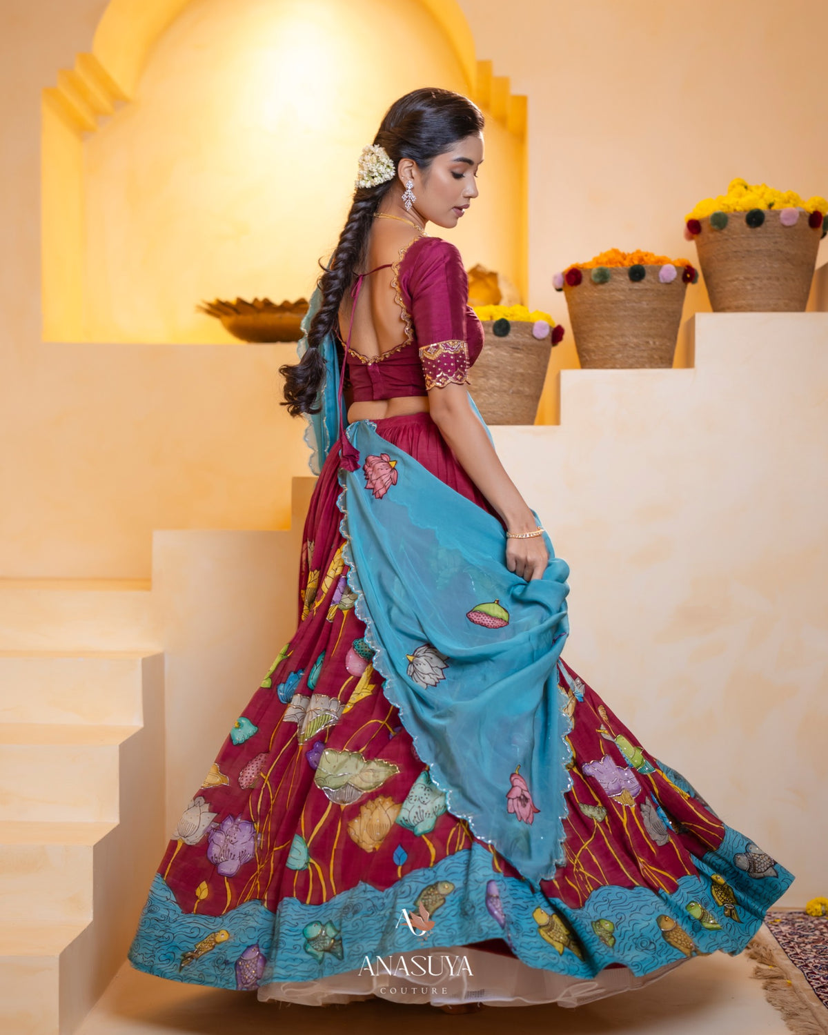 Kalamkari handpainted lehenga