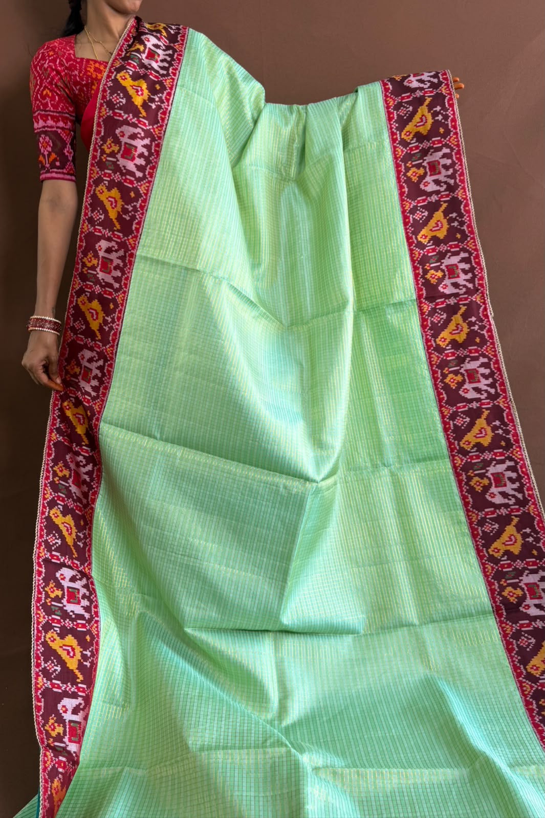 Kanchivaram patola fusion saree