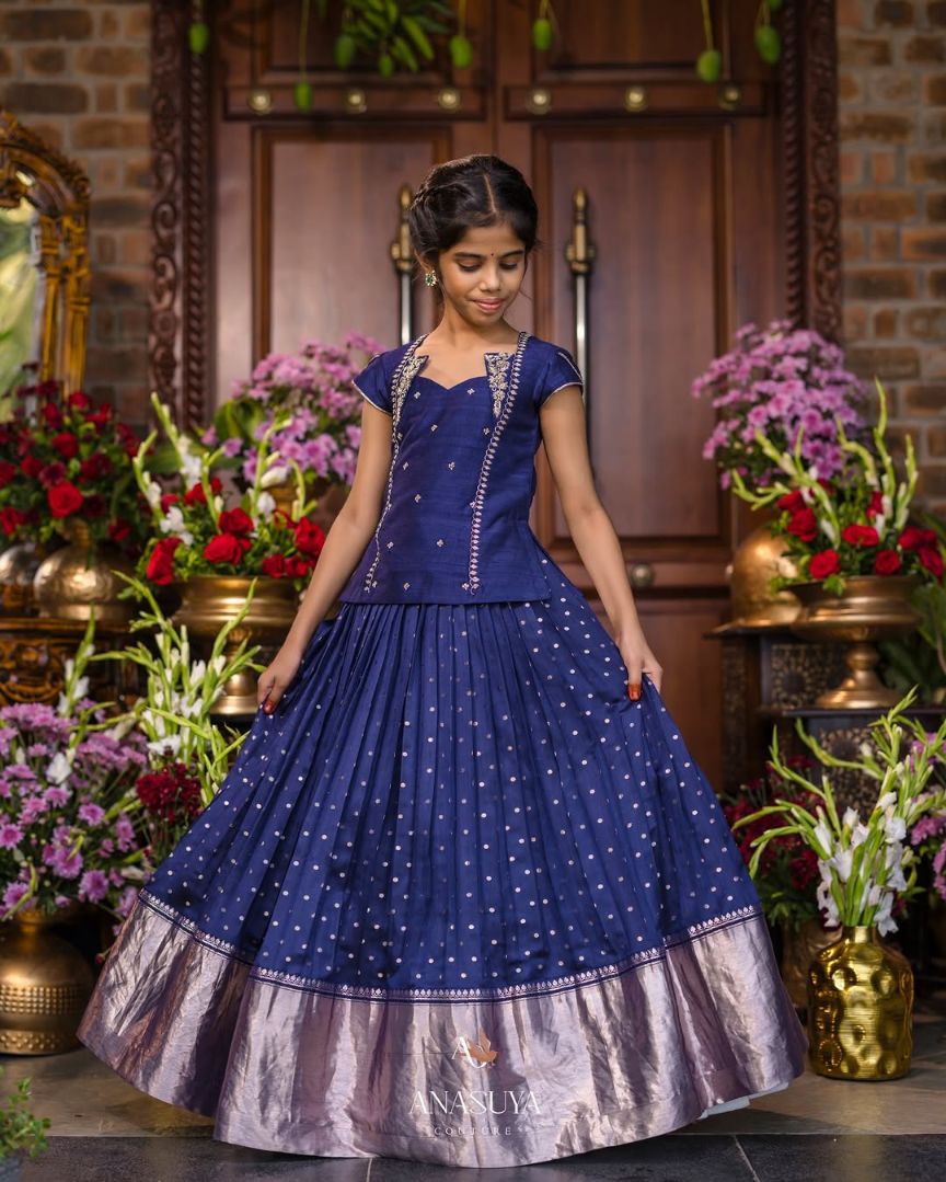 Navy Blue Kids Lehenga