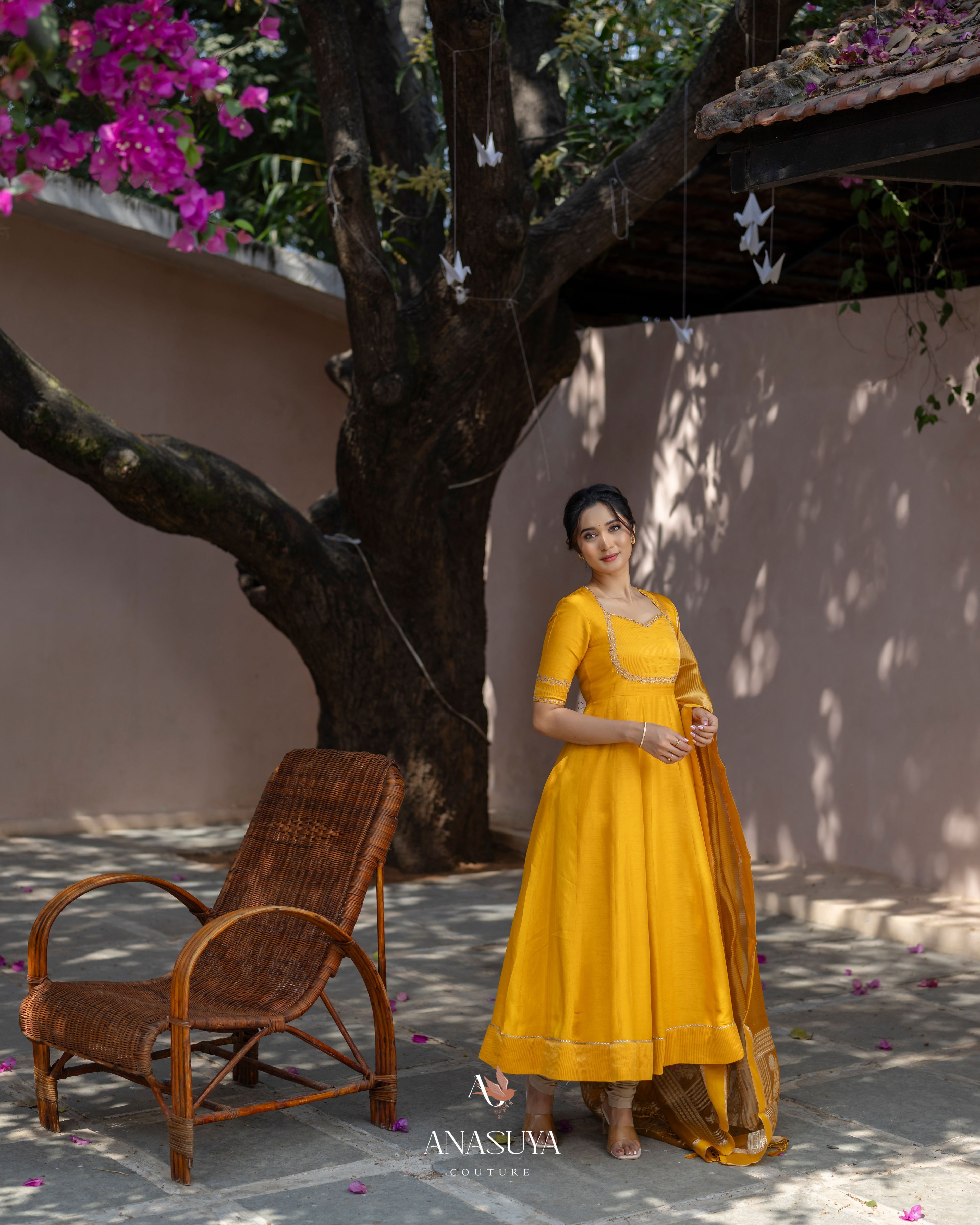 Mustard Yellow Anarkali Dress