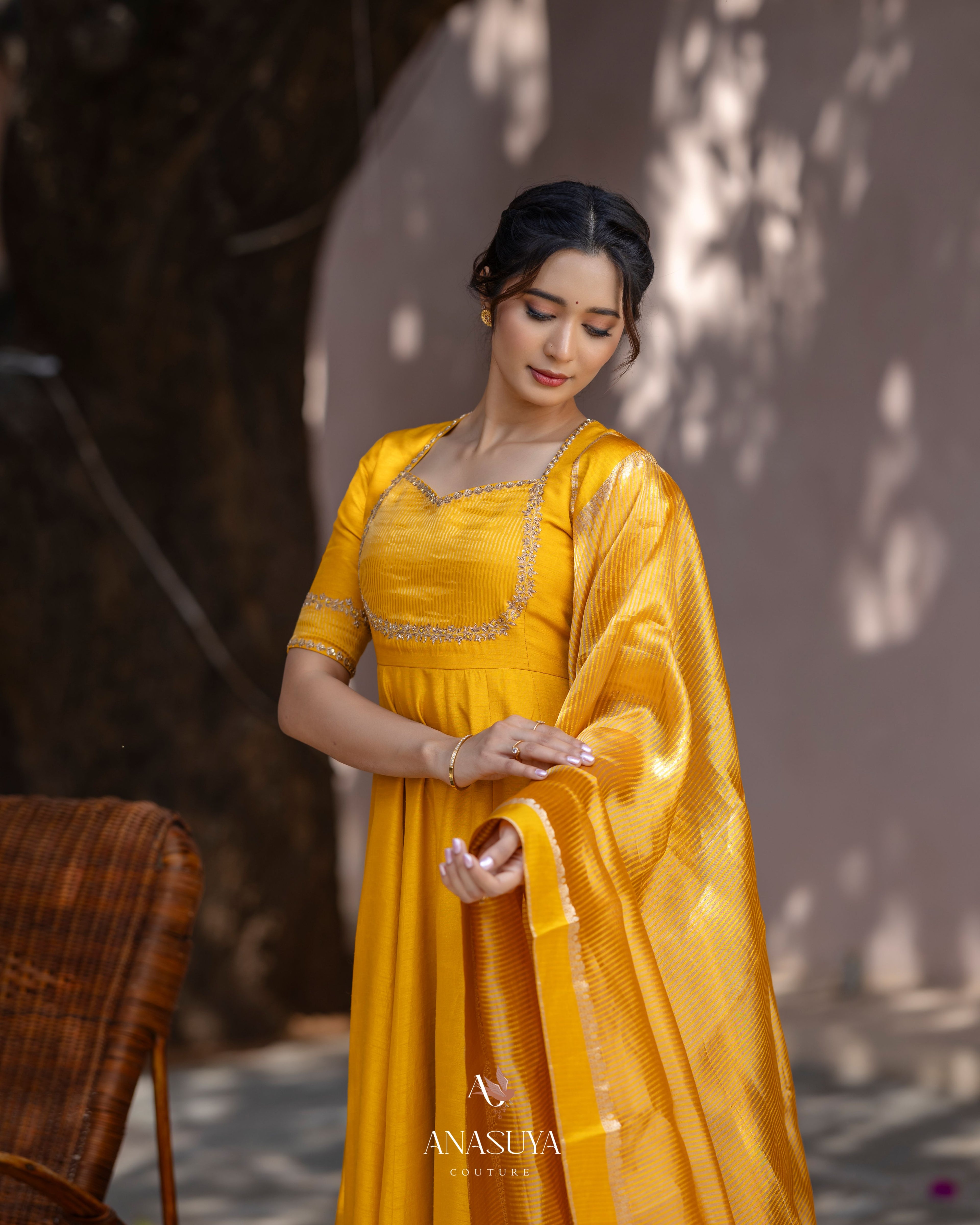 Mustard Yellow Anarkali Dress