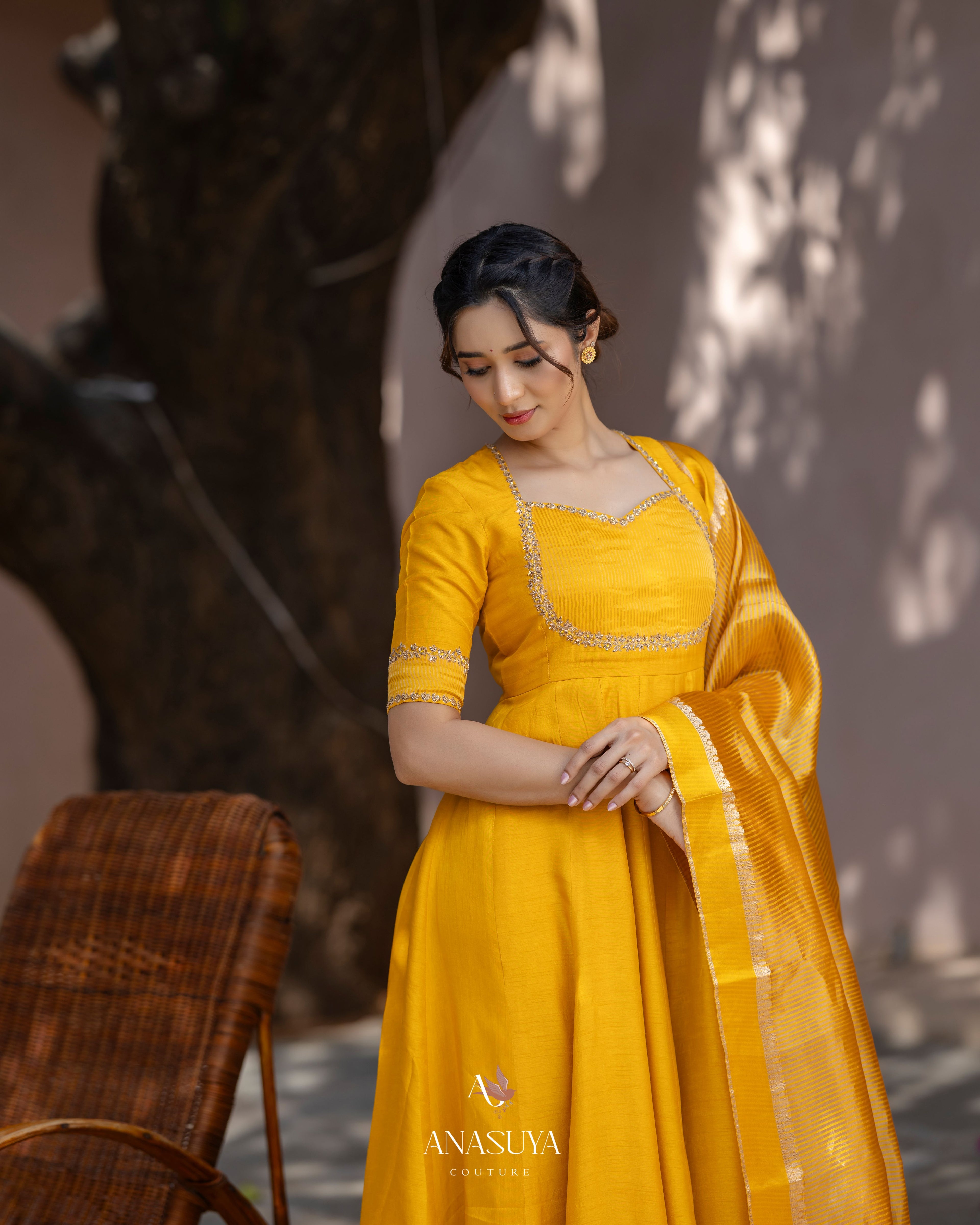 Mustard Yellow Anarkali Dress
