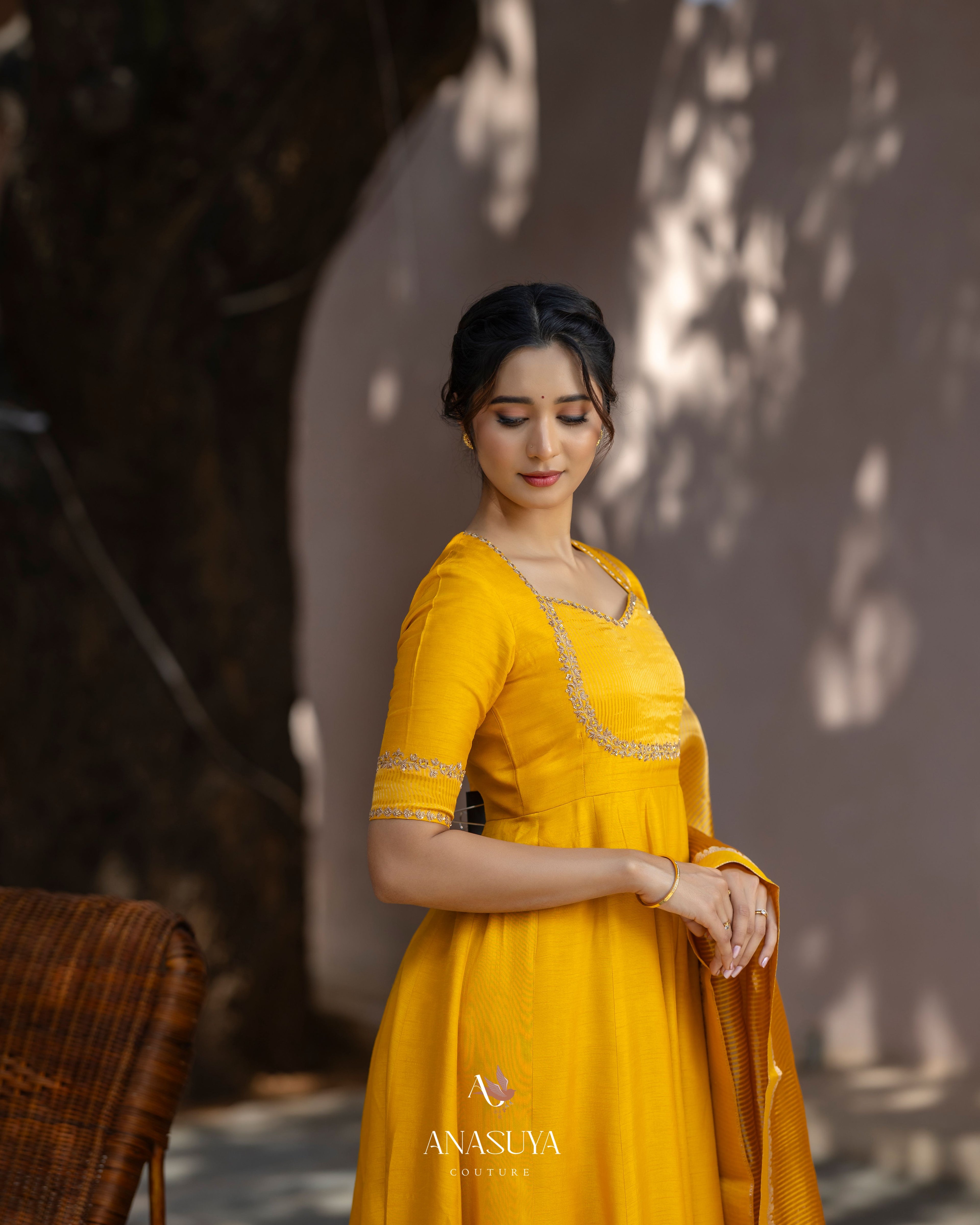 Mustard Yellow Anarkali Dress
